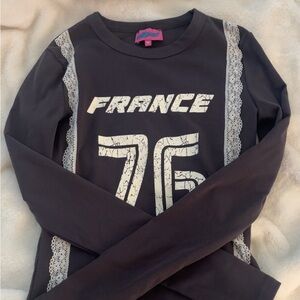 Edikted Long Sleeve Tee - Black with White Accents